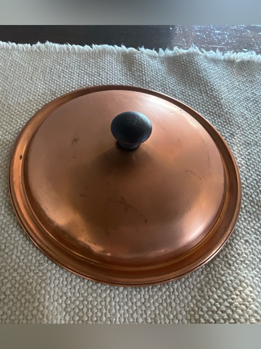 Vintage Copper Replacement Lid 10” with Black Wood Knob for Pot or Pan